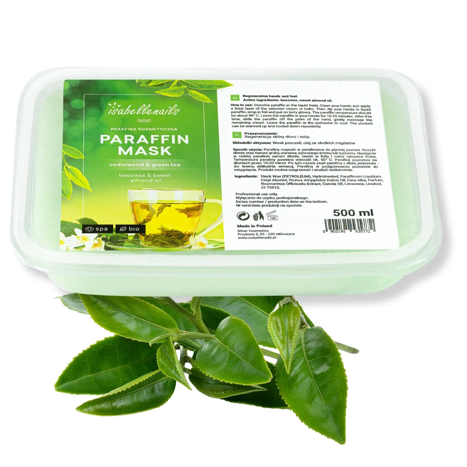Parafina kosmetyczna isabellenails zielona herbata 500 ml